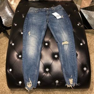 ZARA Distressed Mid Rise Skinny Jeans